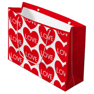 Liebesherzen Muster Wortkunst Rot Valentinstag Große Geschenktüte