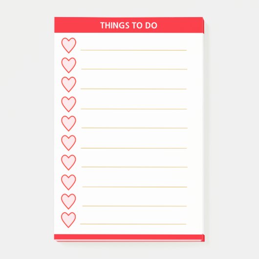 Liebesherzen Personalisierte Dinge zu tun Post-it Klebezettel (Vorderseite)