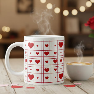 Liebesherzen-Rastermuster Valentinstag-Thema Jumbo-Tasse