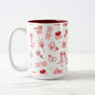 Liebesherzen & XOXO Illustration Zweifarbige Tasse
