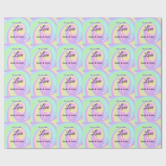 Liebeshochzeitspaar farbenfrohes Bohpattern Geschenkpapier (Flach)