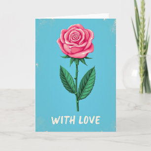Liebeskarte mit rosa Rose Karte