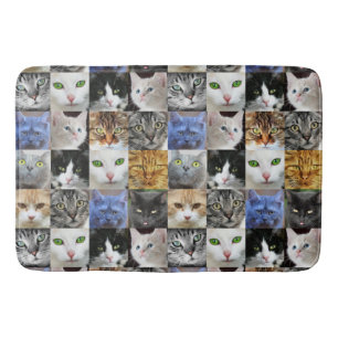 Liebeskätzchen Katzen-Gesichter Collage Badematte