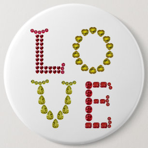 Liebesknopf mit roten und gelben Edelsteinen Button