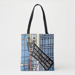 Liebeskraft Inspirierendes Friedenszitat Comic Tasche