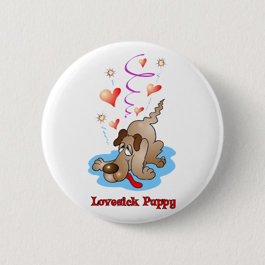 Liebeskranker Welpenknopf Button (Vorderseite)