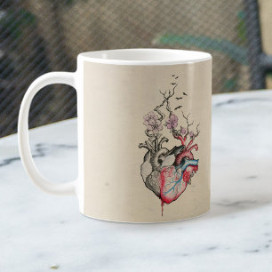 Liebeskunst Surreal Anatomische Herzen Blumen Vint Kaffeetasse