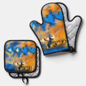 Liebesleben Ofenhandschuh & Topflappen-Set (Vorderseite/Rückseite)