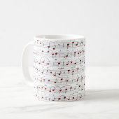 Liebeslied Rot-Herz-Musikpartitur Kaffeetasse (Vorderseite Links)