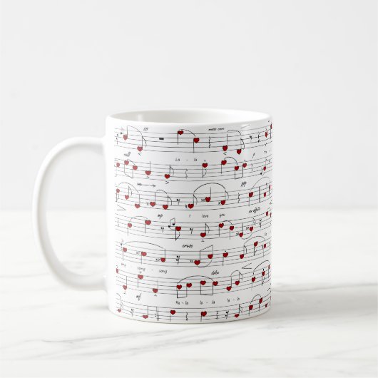 Liebeslied Rot-Herz-Musikpartitur Kaffeetasse (Links)