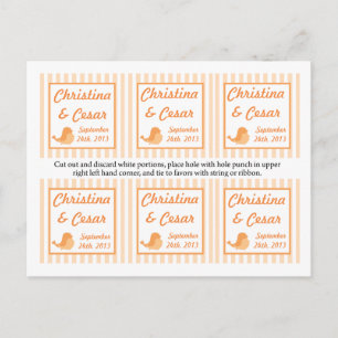 Liebesmarken Love Birds Peach Stripes Orange Postkarte