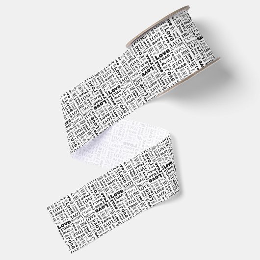 Liebesmuster mit schwarzen Buchstaben Ripsband (Rückseite)