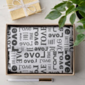 Liebesmuster mit schwarzen Buchstaben Seidenpapier (Geschenk)