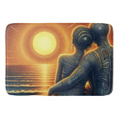 Liebespaar bei Sonnen Untergang am Meer Badematte (Vorderseite)