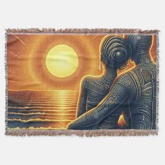 Liebespaar bei Sonnen Untergang am Meer Decke (Vorderseite)