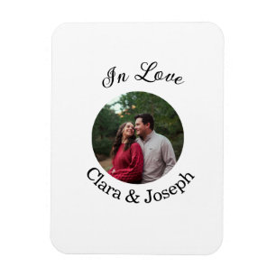 Liebespaar kreisförmiges Foto Name Hochzeit romant Magnet