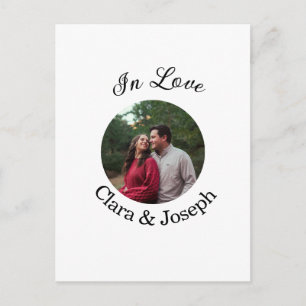 Liebespaar kreisförmiges Foto Name Hochzeit romant Postkarte