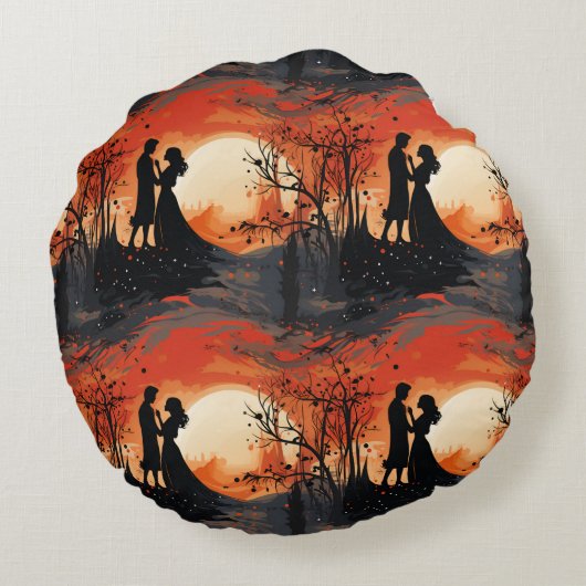 Liebespaar Rundes Kissen (Rückseite)