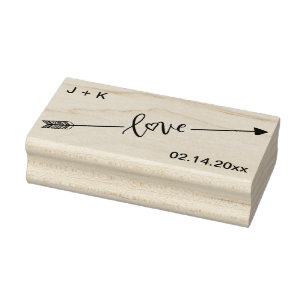 Liebespfeil-Initialen und Datum Gummistempel