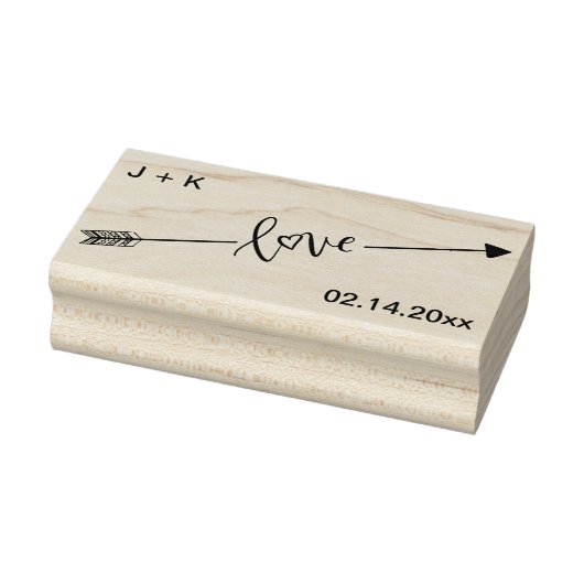 Liebespfeil-Initialen und Datum Gummistempel (Stempel)