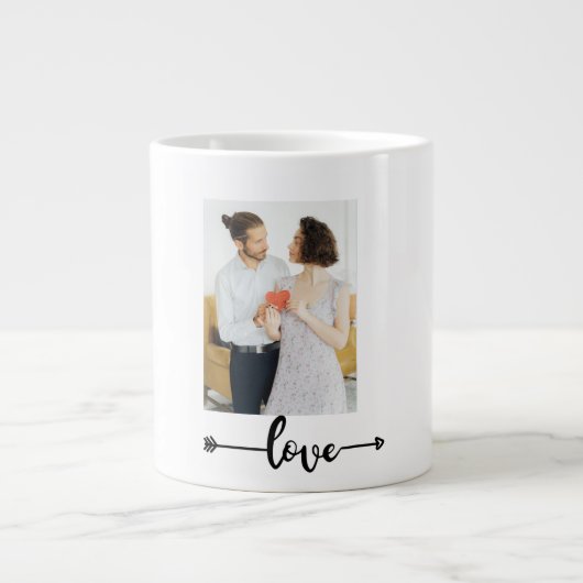 Liebespfeil-Paar-Tasse – Romantisches Geschenk Jumbo-Tasse (Vorderseite)