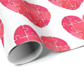 Liebespuzzle gelöst, rotes Puzzleherz Geschenkpapier (Rolleneckpunkt)