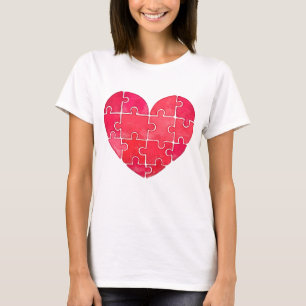 Liebesrätsel gelöst, rotes Puzzleherz T-Shirt