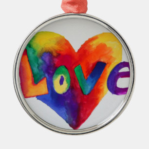 Liebesregenbogen-Herz-Wort-Kunst-Ornament Ornament Aus Metall
