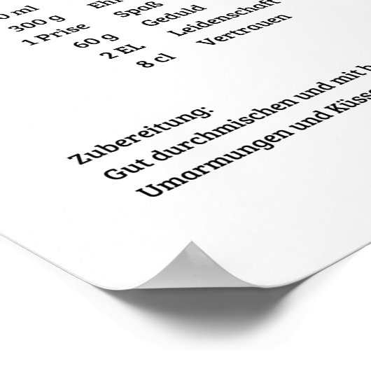 Liebesrezept Poster (Ecke)