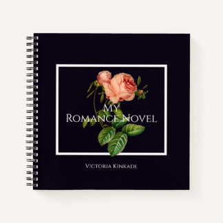 Liebesroman-Notizbuch mit einer antiken rosa Rose Notizblock
