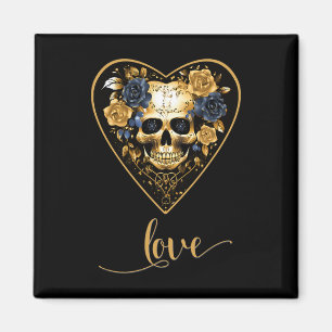 Liebesrosen-Totenkopf für Valentinsliebe Fels für  Magnet