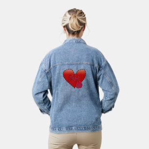 Liebesrote Rosenherz Jeansjacke