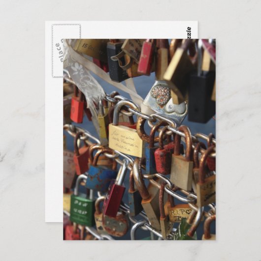 Liebesschloss Postkarte (Vorne/Hinten)