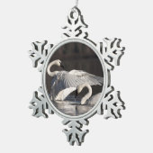 Liebesschwäne Schneeflocken Zinn-Ornament (Rechts)