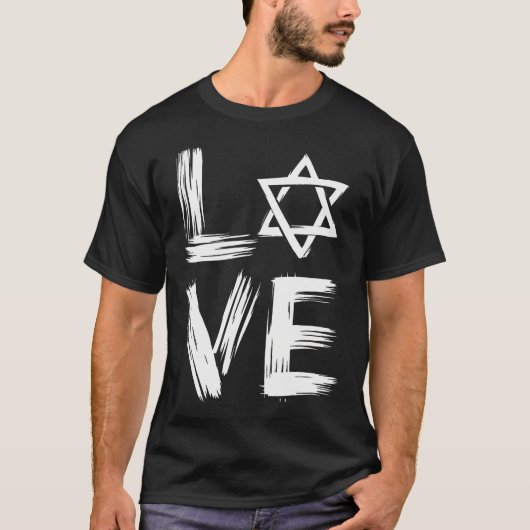 Liebesstern Davidsstern jüdisch T-Shirt (Vorderseite)