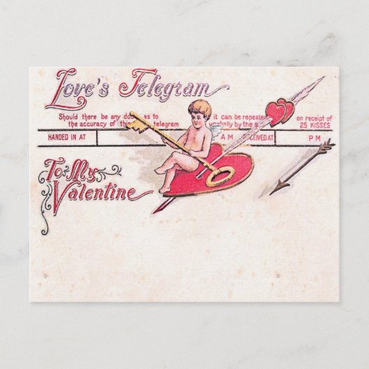 Liebestelegramm Postkarte (Vorderseite)