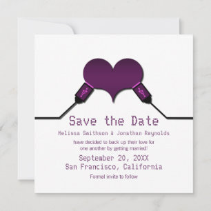 Liebesverbindung-USB-Save-the-Date-Einladung, Lila Einladung