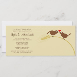 Liebesvögel 10 cm x 23 cm Hochzeitstag Einladung