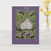 Liebesvögel/ 25. Hochzeitstag Karte (Gelbe Blume)