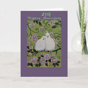 Liebesvögel/ 25. Hochzeitstag Karte