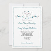 Liebesvögel - Aquamarin - Einladung zur Hochzeit (Vorderseite)