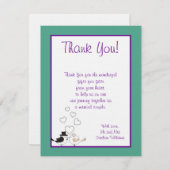 Liebesvögel Aquamarin/Lila Hochzeit Dankeschön Kar Einladung (Vorne/Hinten)