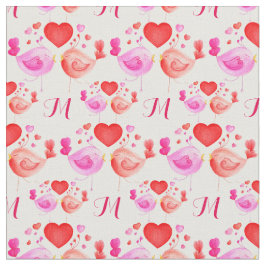 Liebesvögel Art monogramm Spinnstoffmuster Stoff