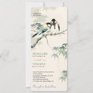 Liebesvögel auf Ahornbaum - Vintage-Hochzeitskunst Einladung