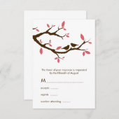 Liebesvögel auf Bäume Hochzeit RSVP Karte (Vorne/Hinten)