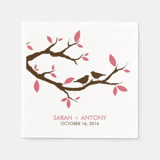 Liebesvögel auf Bäumen Serviette (Vorderseite)