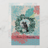 Liebesvögel auf Blumenkranz 12x18 Hochzeitseinladu Einladung (Vorne/Hinten)