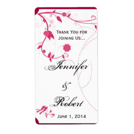 Liebesvögel auf dem Etikett Rosa und Weiß