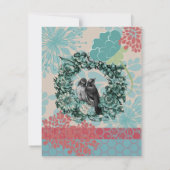 Liebesvögel auf der Blumenkranz-Empfang-Karte Einladung (Rückseite)