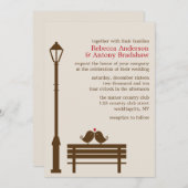 Liebesvögel auf der Hochzeit der Park Bench Einladung (Vorne/Hinten)